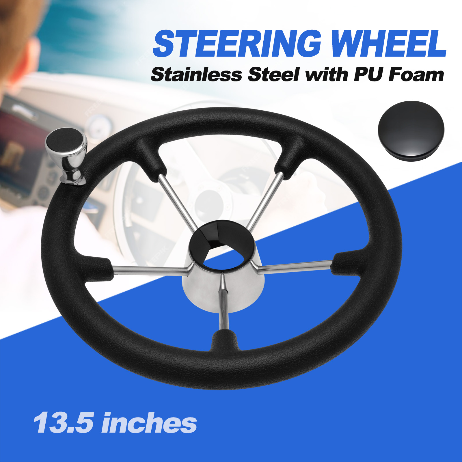 13.5인치 5스포크 스테인리스 스틸 보트 스티어링 휠 - Fishing Boat Steering Wheel 리뷰 및 가격