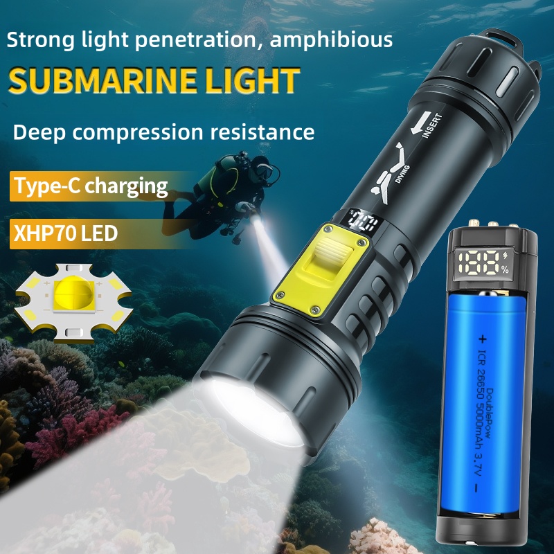 새로운 XHP70 다이빙 손전등 IPX8 방수 디지털  - Fishing Boat Cover 리뷰 및 가격