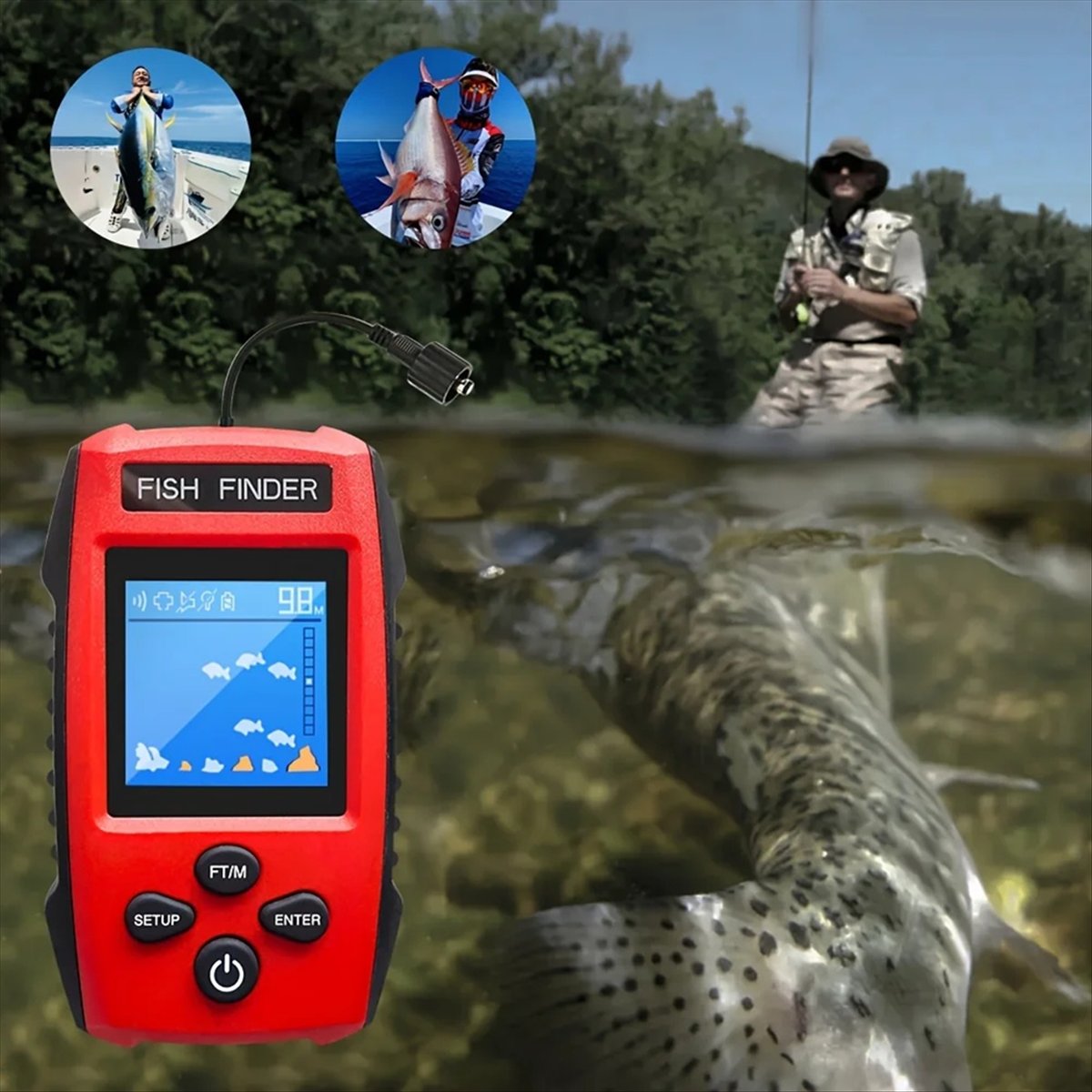 컬러 LCD 어군탐지기 유선 소나 트랜스듀서 탐지 깊이 - Fishing Boat Depth Finder 리뷰 및 가격